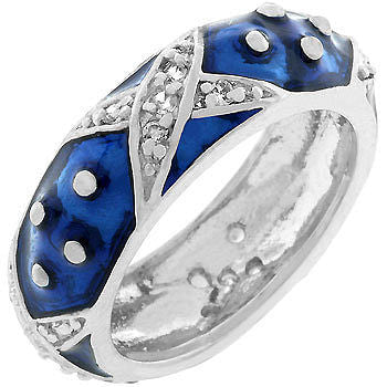 Marbled Navy Blue Enamel Ring-0