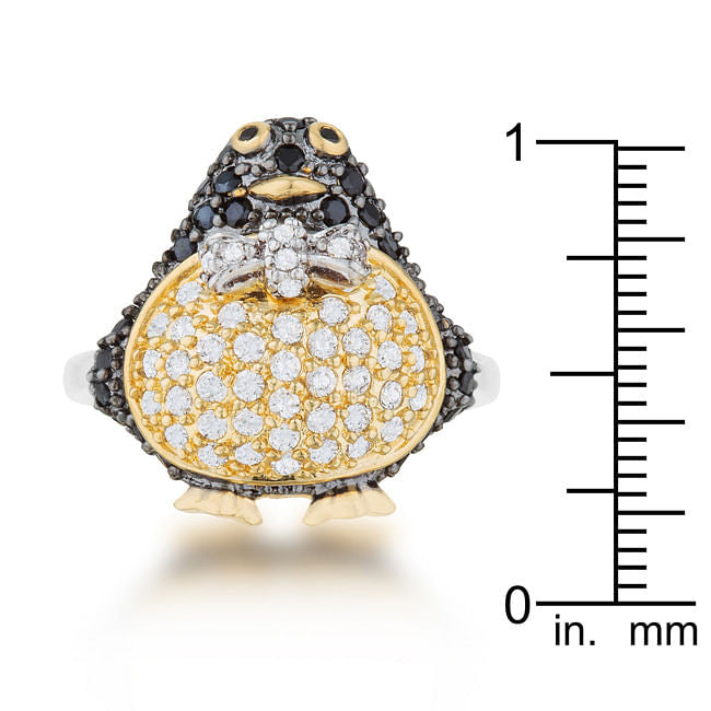 Jet Black Cubic Zirconia Penguin Ring-1
