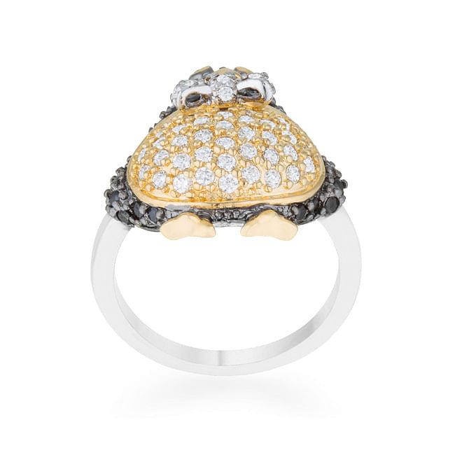 Jet Black Cubic Zirconia Penguin Ring-2