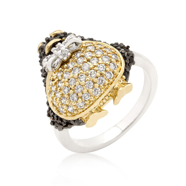 Jet Black Cubic Zirconia Penguin Ring-0