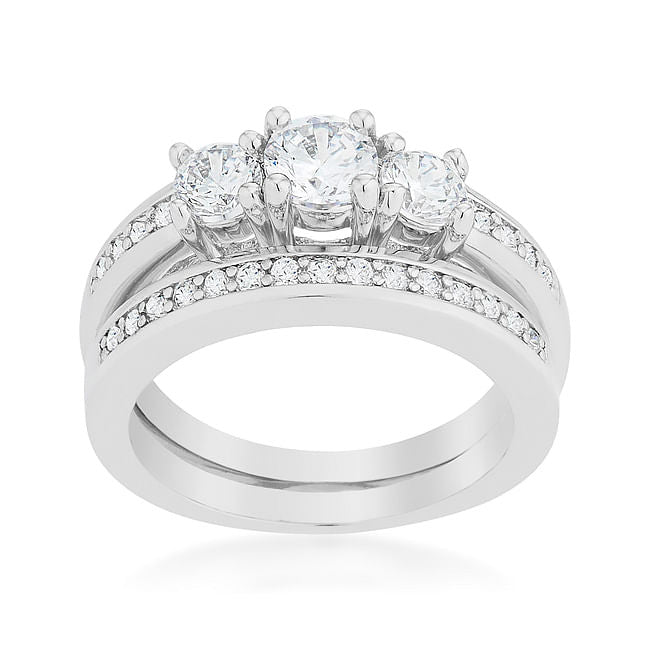 Three Stone Wedding Ring Set-2