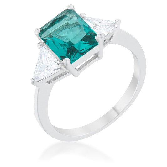 Classic Aqua Rhodium Engagement Ring-0