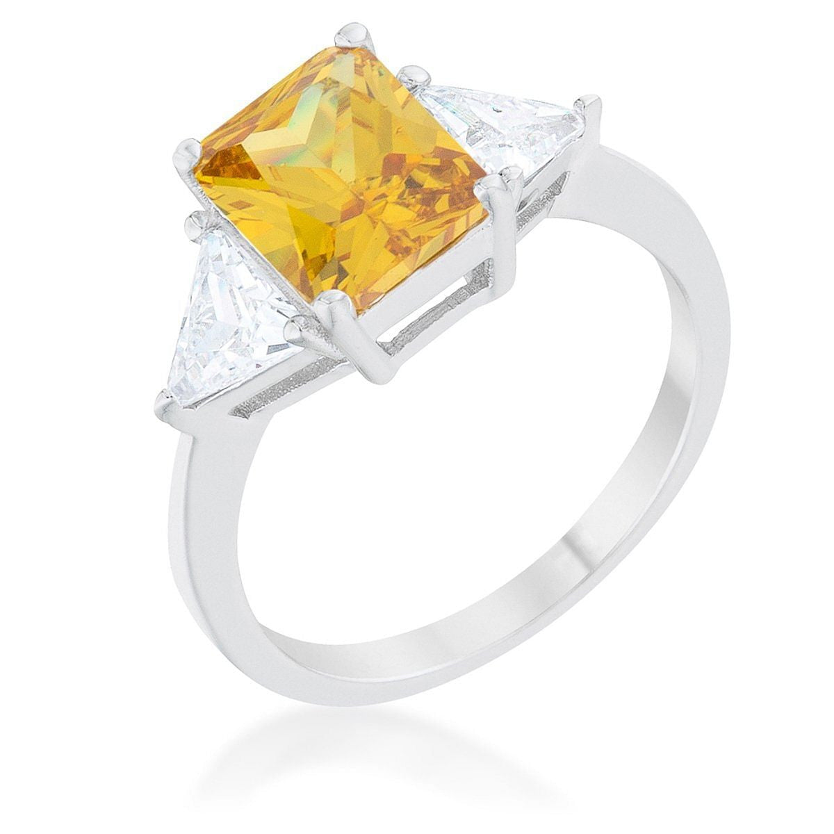 Classic Canary Yellow Rhodium Engagement Ring-0