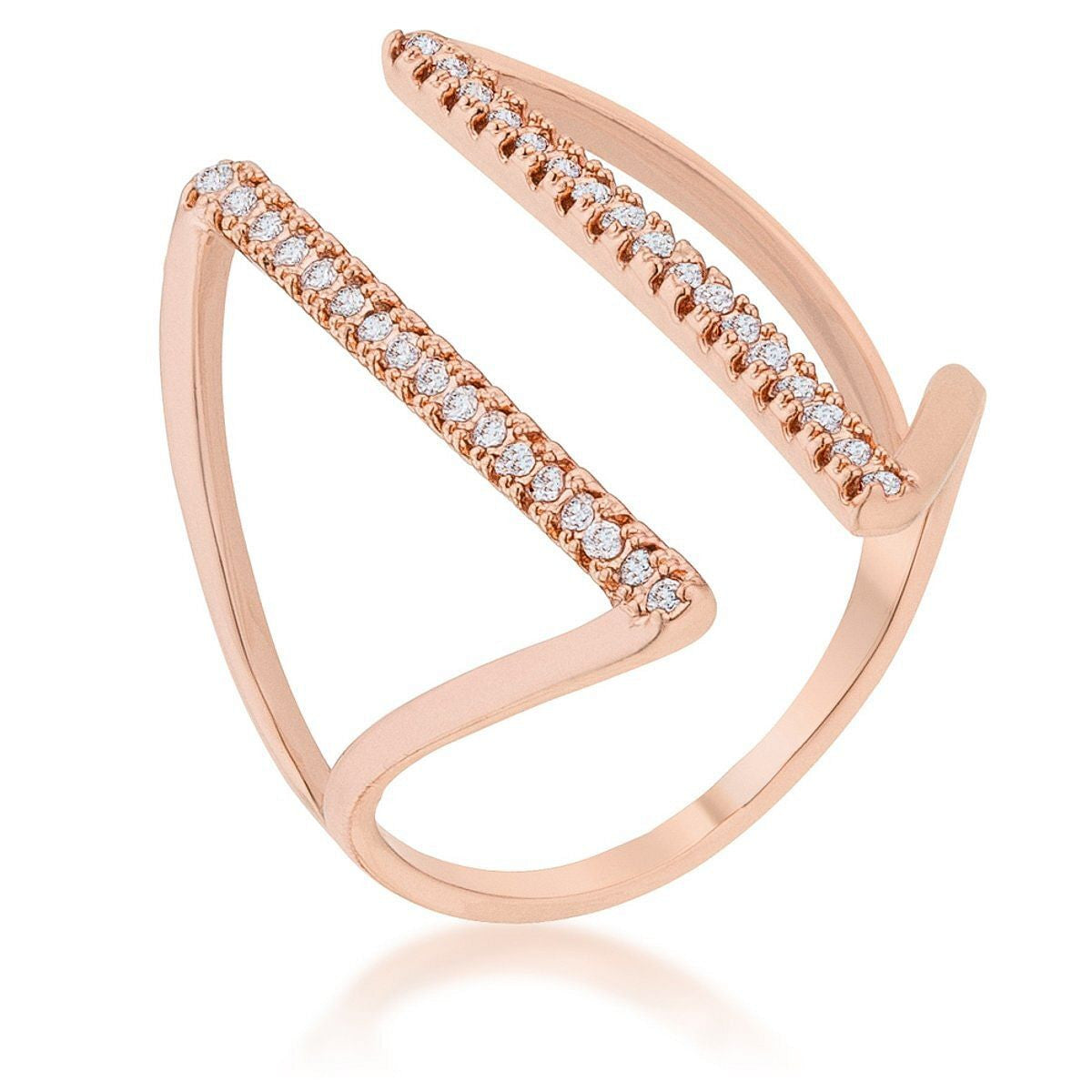 Jena 0.2ct CZ Rose Gold Delicate Parallel Ring-0