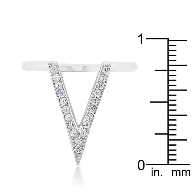 Michelle 0.2ct CZ Rhodium Delicate V-Shape Ring-3