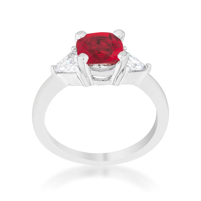 Shonda 1.8ct Garnet CZ Rhodium Cushion Classic Statement Ring-1