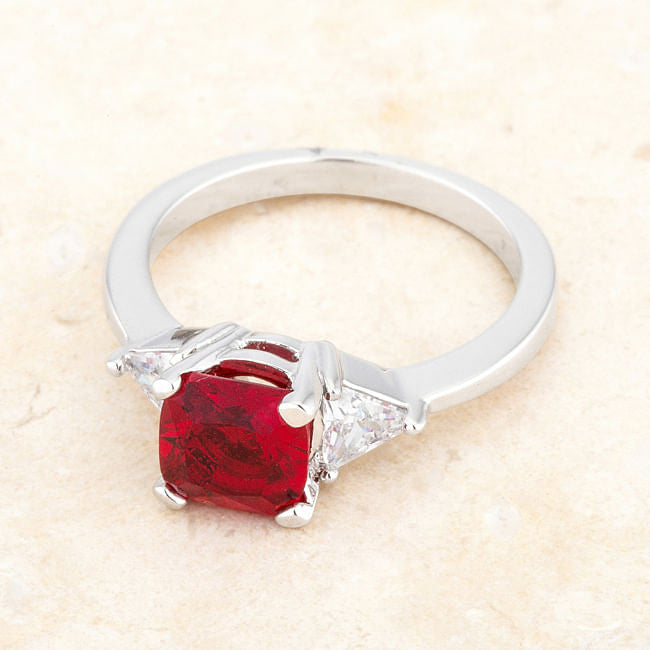Shonda 1.8ct Garnet CZ Rhodium Cushion Classic Statement Ring-2