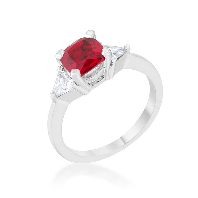 Shonda 1.8ct Garnet CZ Rhodium Cushion Classic Statement Ring-0