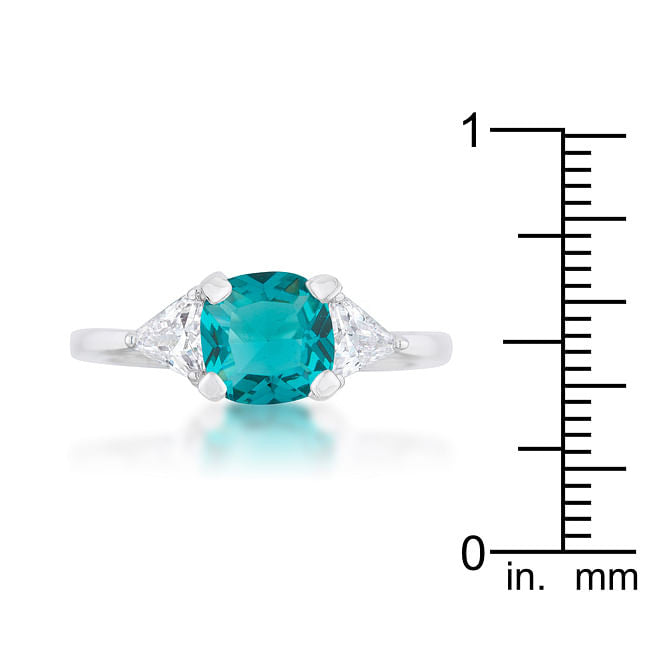 Shonda 1.8ct Aqua CZ Rhodium Cushion Classic Statement Ring-3