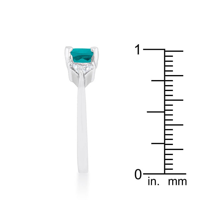 Shonda 1.8ct Aqua CZ Rhodium Cushion Classic Statement Ring-4