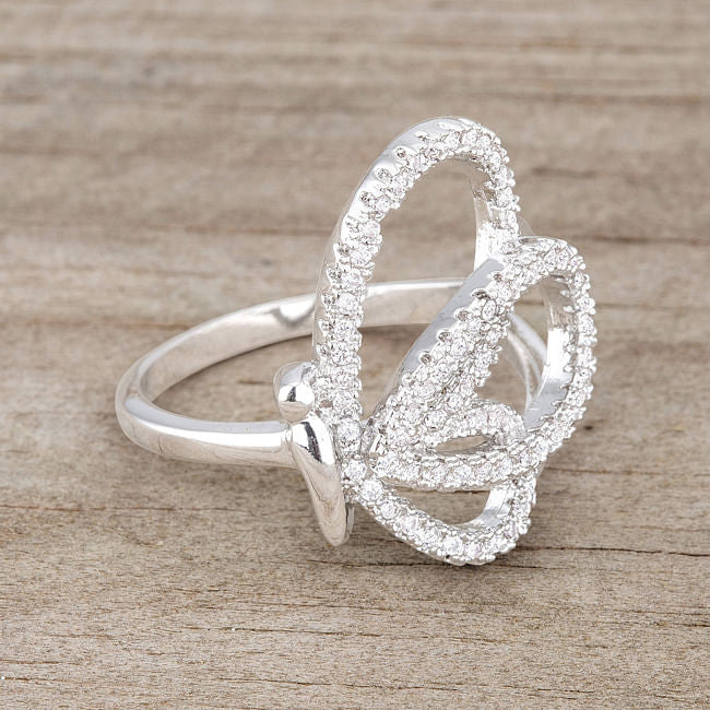 Bea 0.4ct CZ Rhodium Pave Butterfly Ring-2