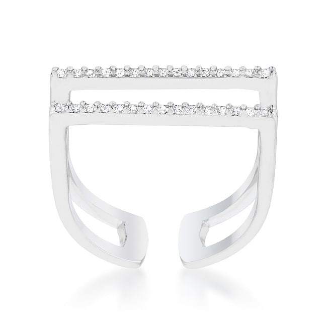 Jenn 0.2ct CZ Rhodium Pave Parallel Ring-1