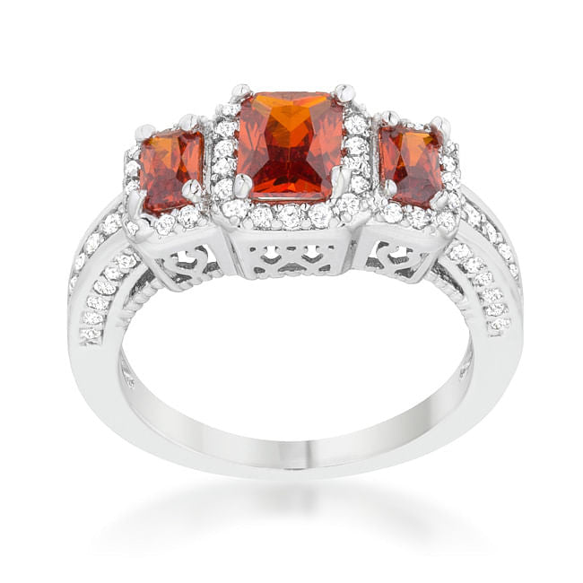Rita 2.3ct Garnet CZ Rhodium Classic Trio Ring-1