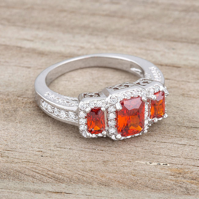Rita 2.3ct Garnet CZ Rhodium Classic Trio Ring-2