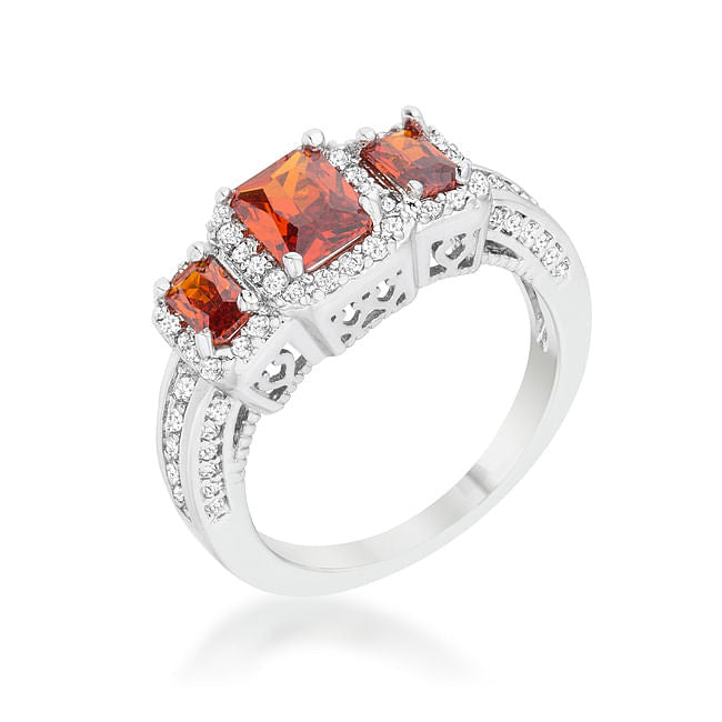 Rita 2.3ct Garnet CZ Rhodium Classic Trio Ring-0