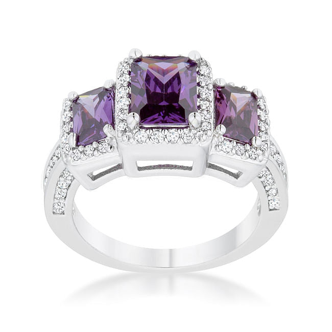 Rita 2.3ct Amethyst CZ Rhodium Classic Trio Ring-1