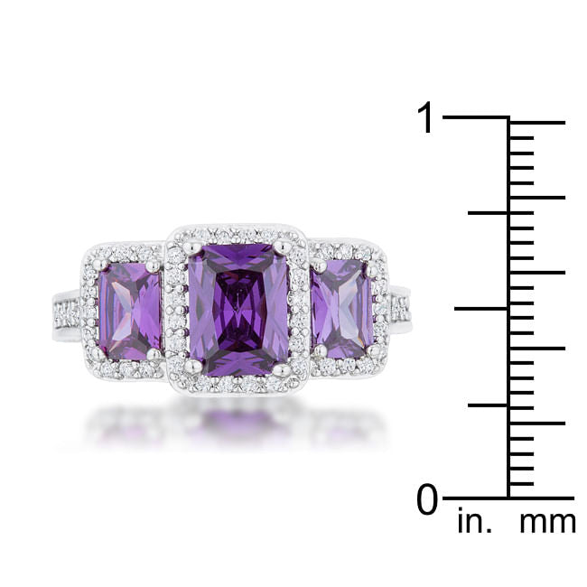 Rita 2.3ct Amethyst CZ Rhodium Classic Trio Ring-3