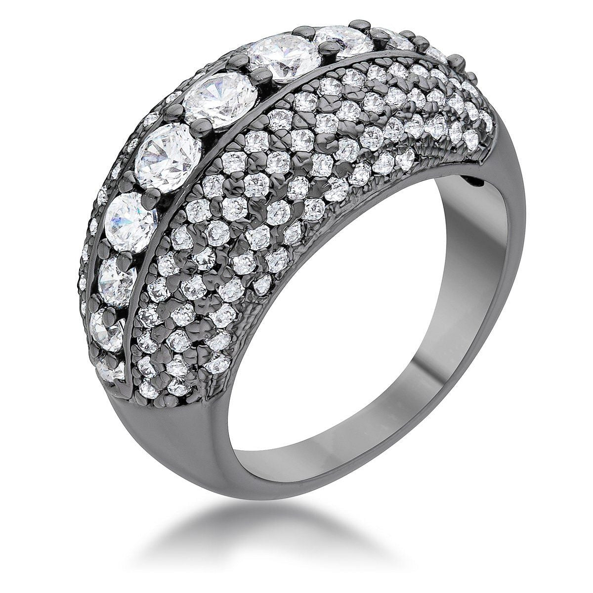 Krista 1.5ct CZ Hematite Contemporary Cocktail Ring-0