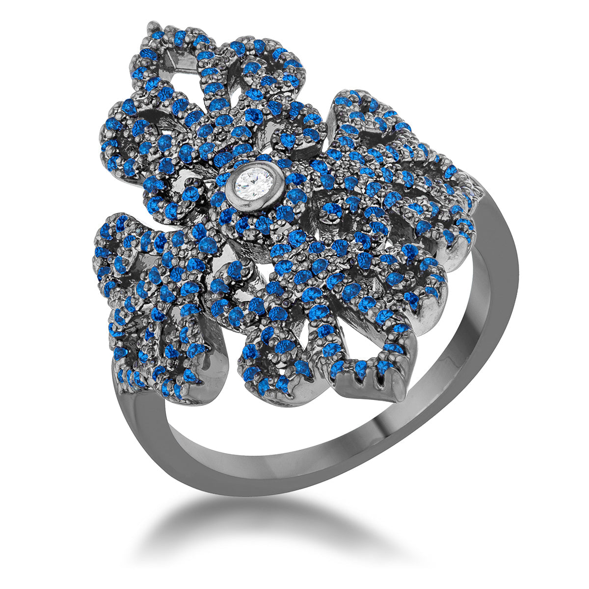 Avera Victoria 1.23ct Cz Hematite Filigree Cocktail Ring