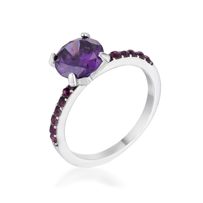 2.3CT Amethyst CZ Rhodium Ring-1
