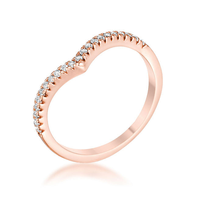 .22Ct Rose Goldtone Chevron Ring with CZ-1