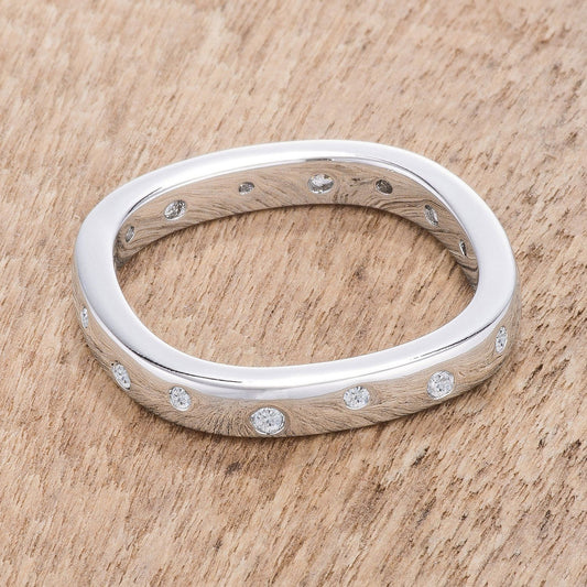 .23Ct Rhodium Plated Cz Speckled Square Shaped Stackable Band-0