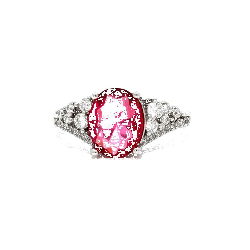 3.25ct. Rhodium Plated Raspberry Sparkle CZ Ring-0