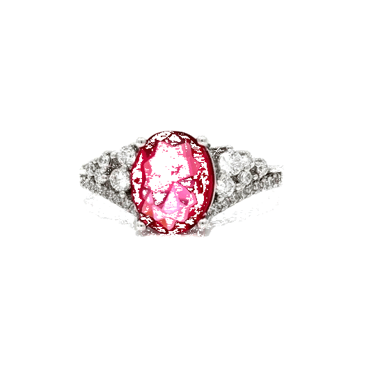 3.25ct. Rhodium Plated Raspberry Sparkle CZ Ring-0