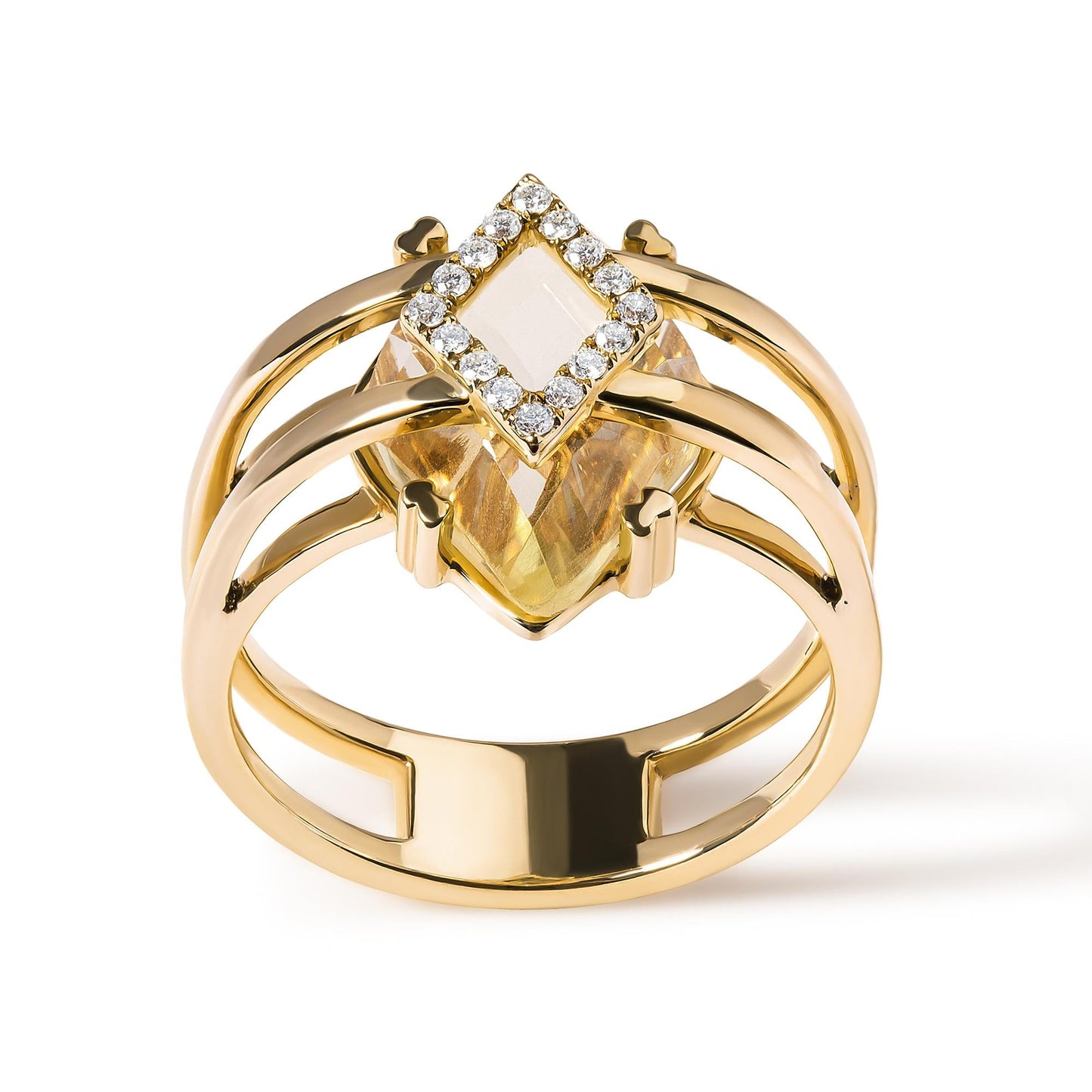 14K Yellow Gold 15x15 MM Marquise Cut Yellow Topaz and Diamond Accent Statement Cocktail Ring (G-H Color, SI1-SI2 Clarity)-0