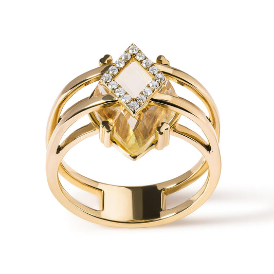 14K Yellow Gold 15x15 MM Marquise Cut Yellow Topaz and Diamond Accent Statement Cocktail Ring (G-H Color, SI1-SI2 Clarity)-0