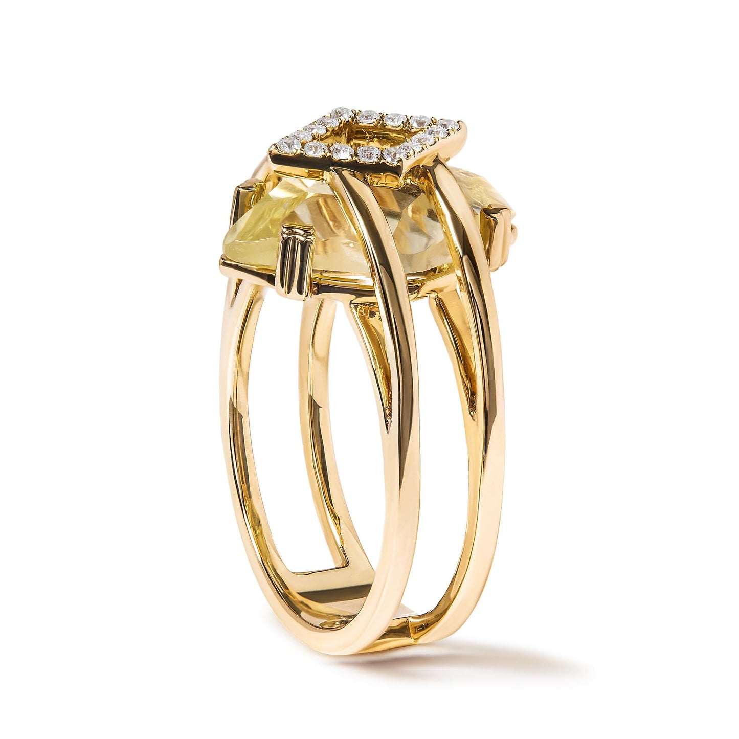 14K Yellow Gold 15x15 MM Marquise Cut Yellow Topaz and Diamond Accent Statement Cocktail Ring (G-H Color, SI1-SI2 Clarity)-2