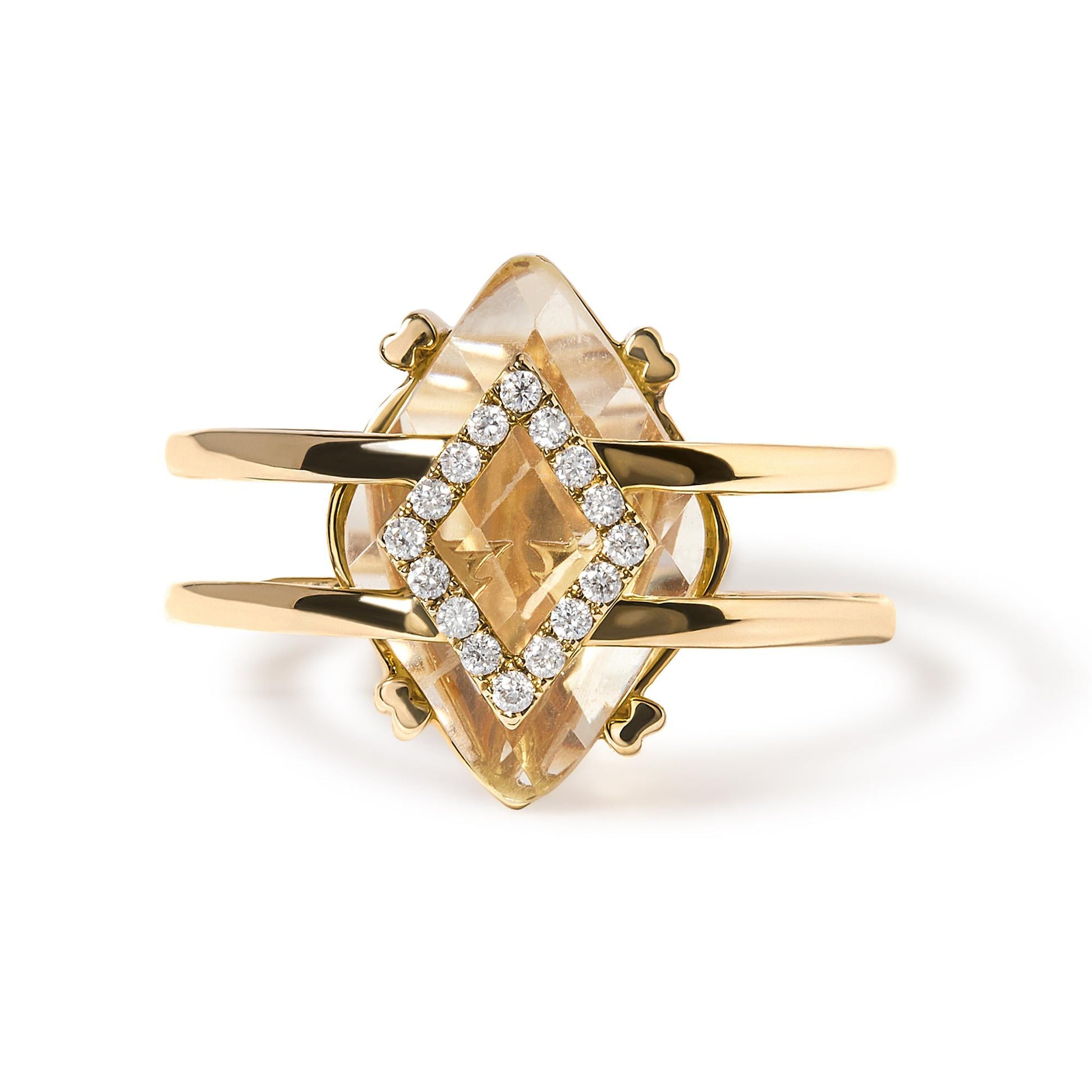 14K Yellow Gold 15x15 MM Marquise Cut Yellow Topaz and Diamond Accent Statement Cocktail Ring (G-H Color, SI1-SI2 Clarity)-3