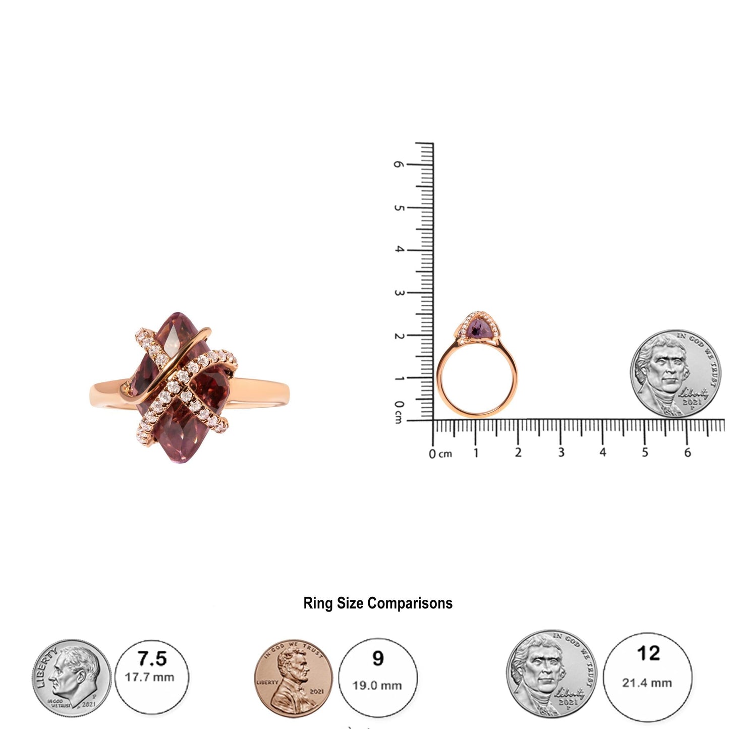 14K Rose Gold 1/5 Cttw Diamond Wrapped 15x15 MM Purple Amethyst Cocktail Ring (G-H Color, SI1-SI2 Clarity)-4
