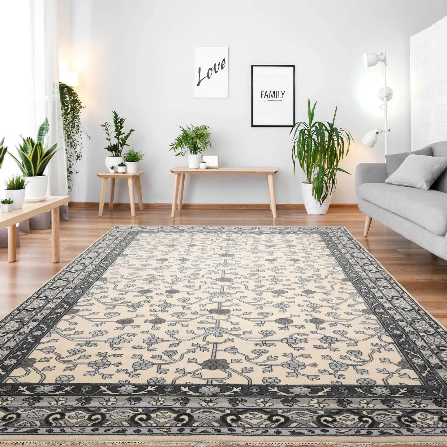 Multi Sizes Hand Knotted 100% Wool Oushak Traditional Oriental Area Rug Ivory-0