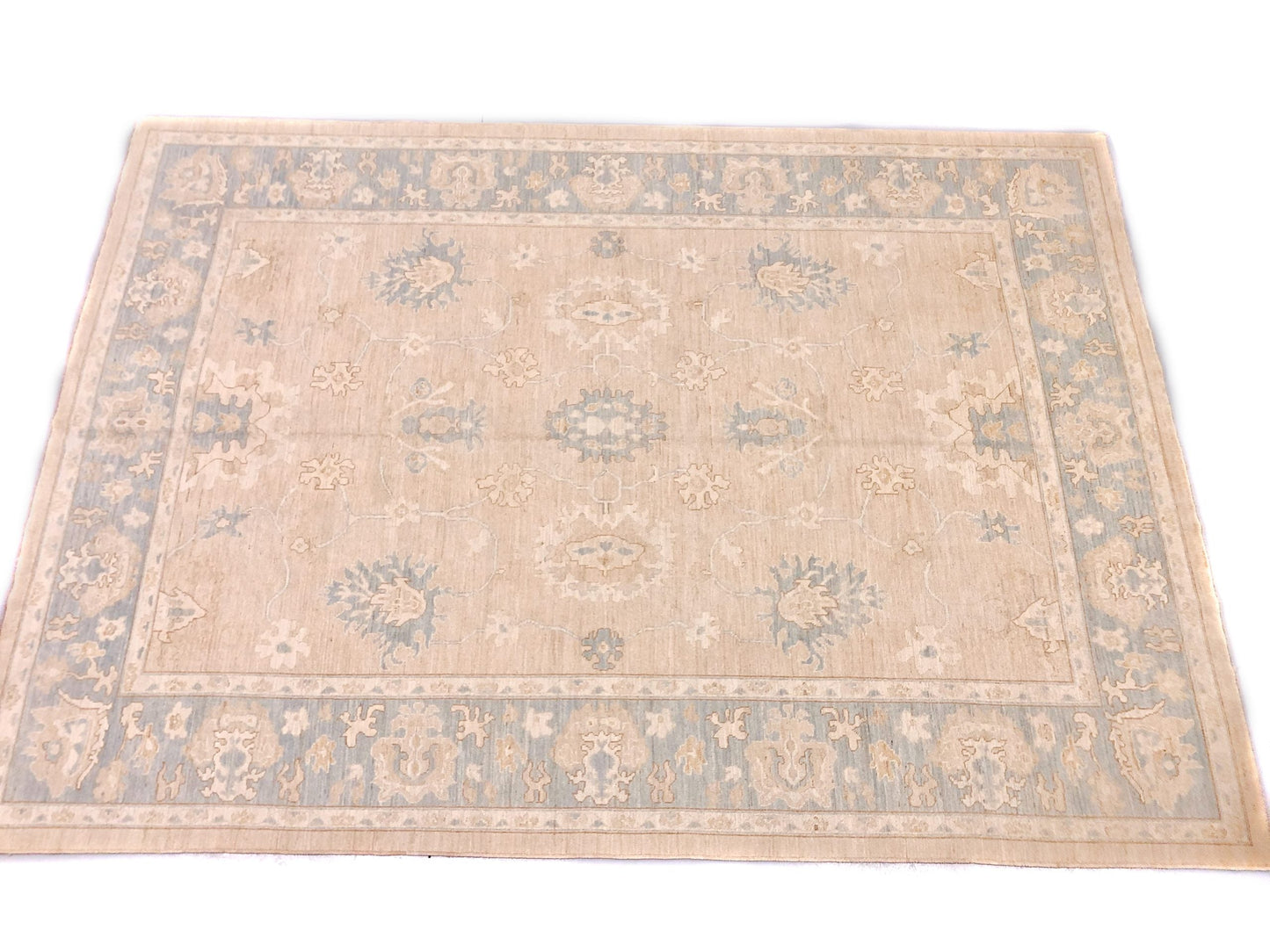 Antique Washed Oushak (10'04"x14'07") sand/lt.blue-0