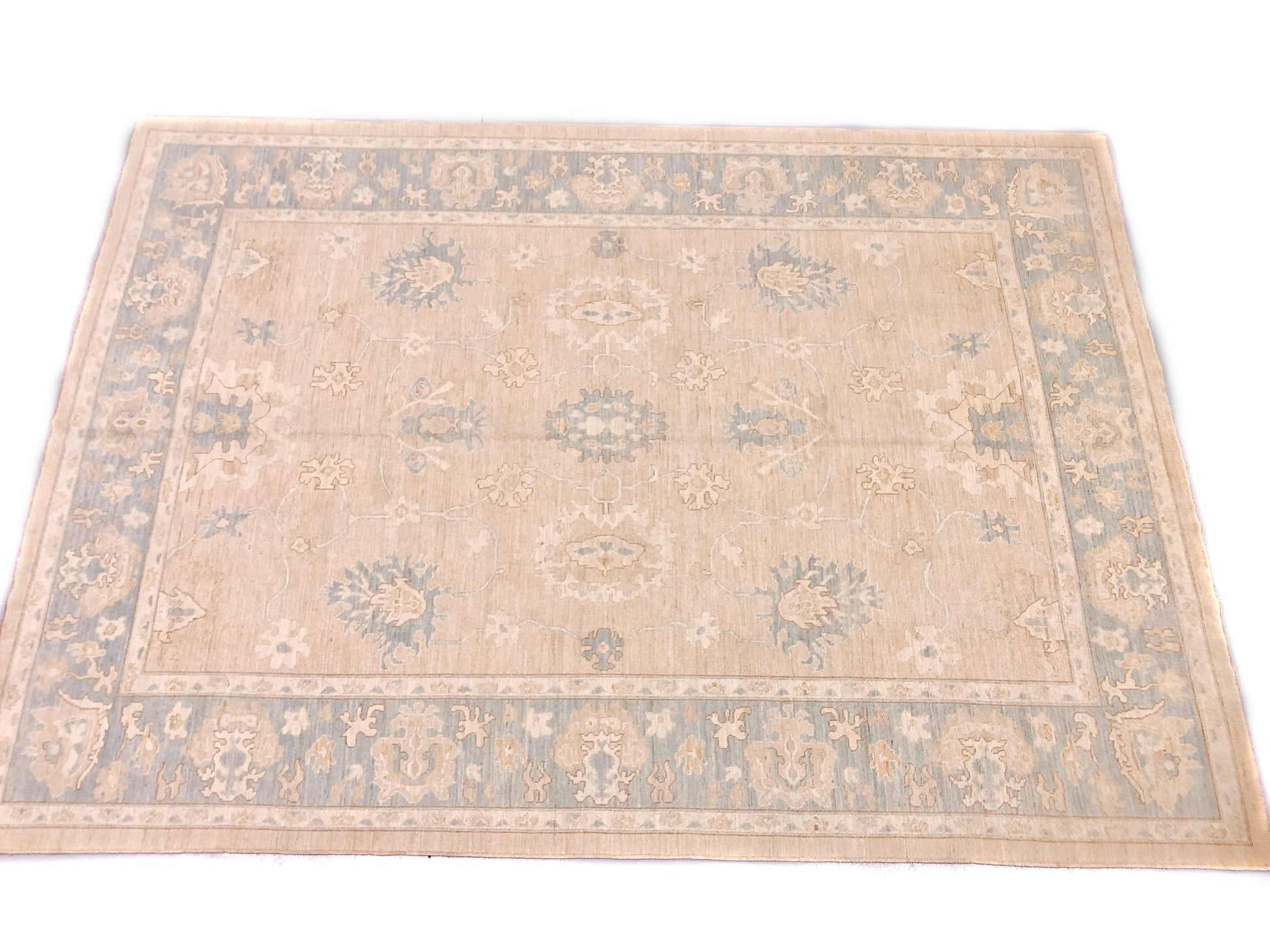 Antique Washed Oushak (10'04"x14'07") sand/lt.blue-0