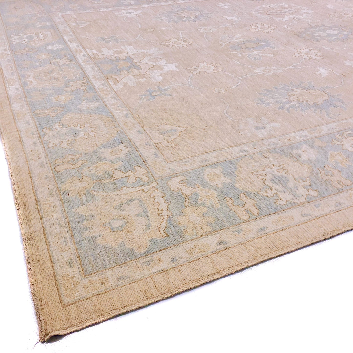 Antique Washed Oushak (10'04"x14'07") sand/lt.blue-4
