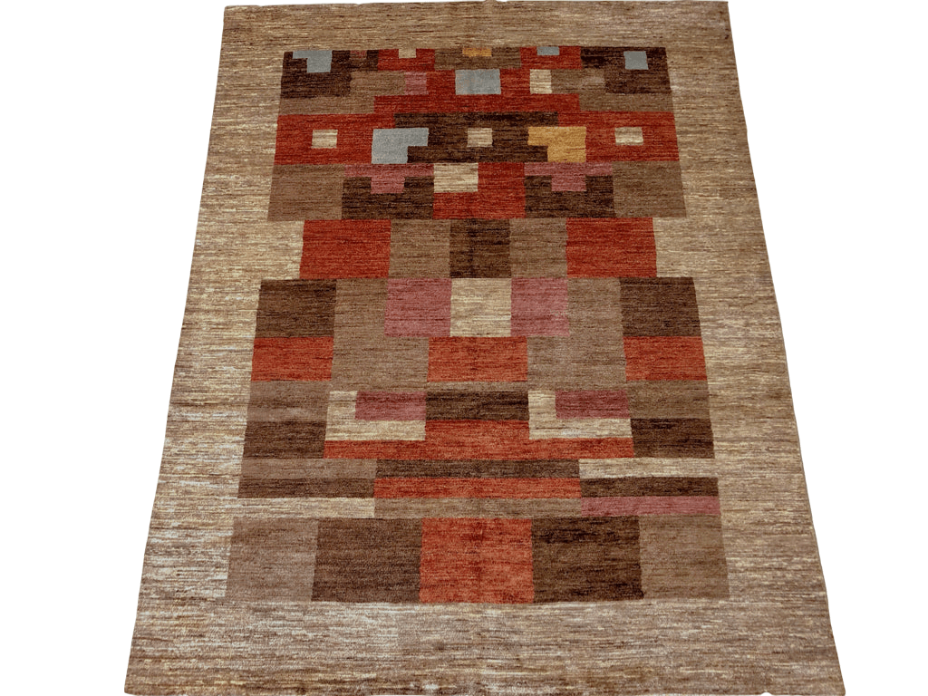 Contemporary Block Gabbeh (7'10"x10'02") multicolor/camel-0