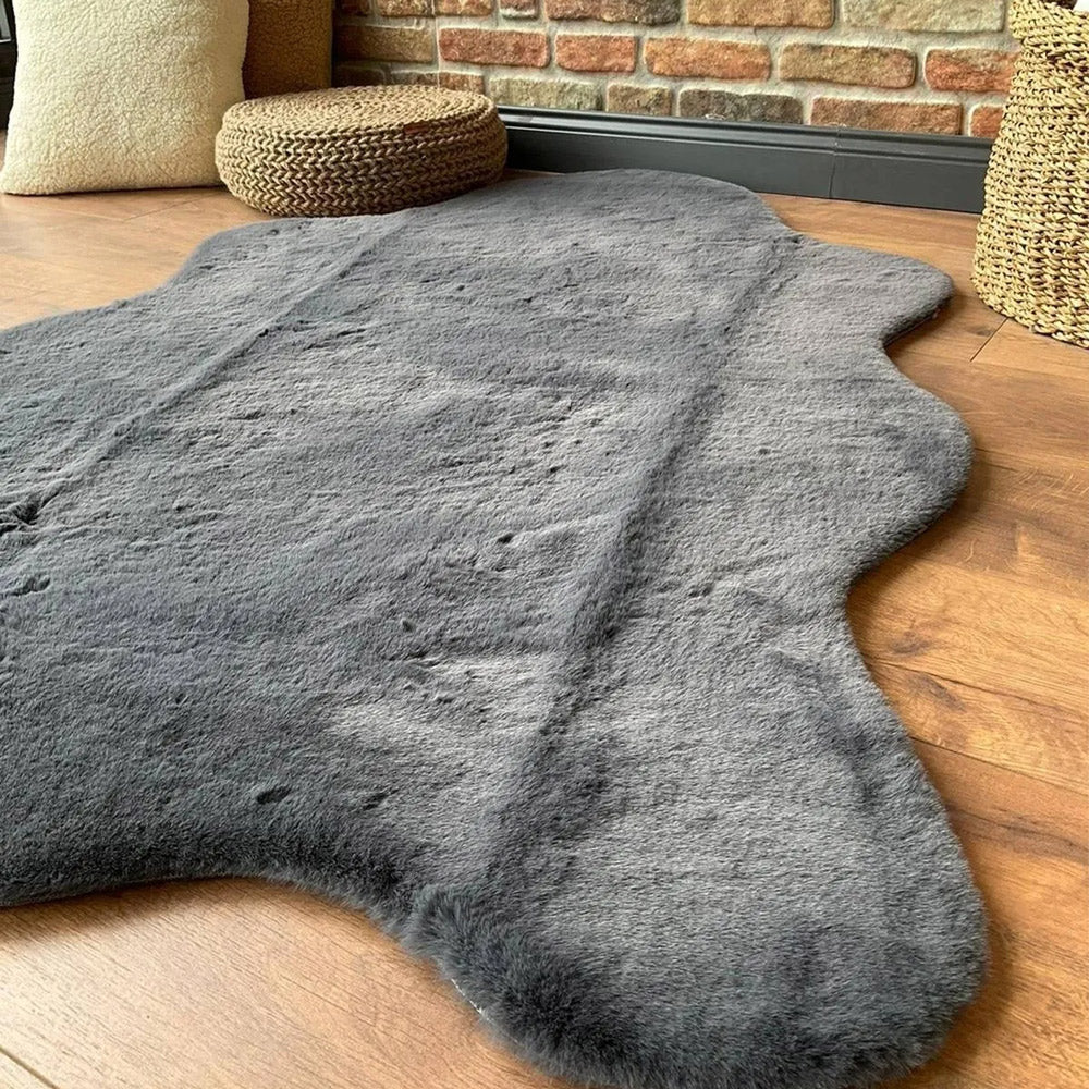 Anthracite Rabbit Plush Rug-1