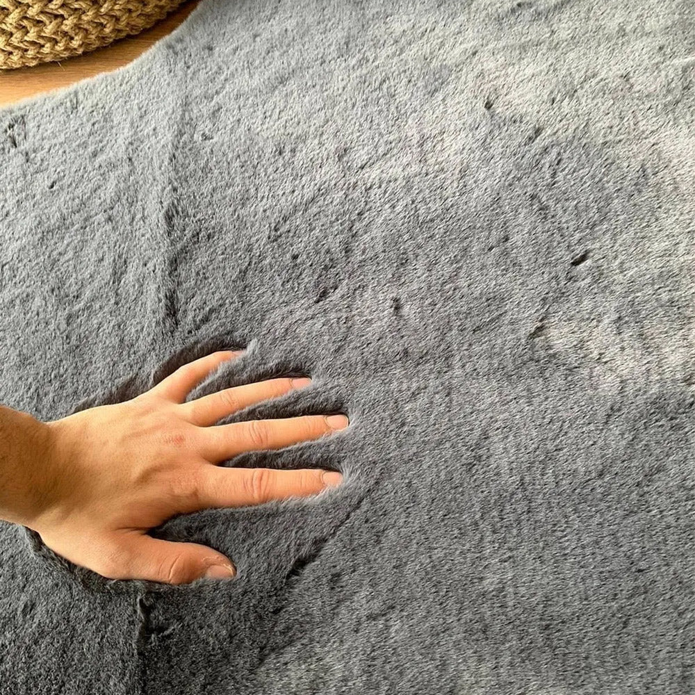 Anthracite Rabbit Plush Rug-2