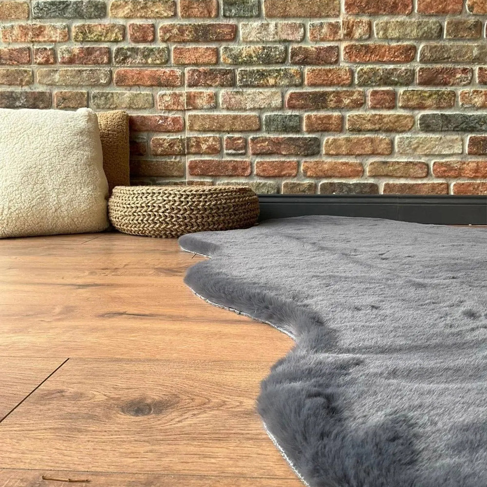 Anthracite Rabbit Plush Rug-3