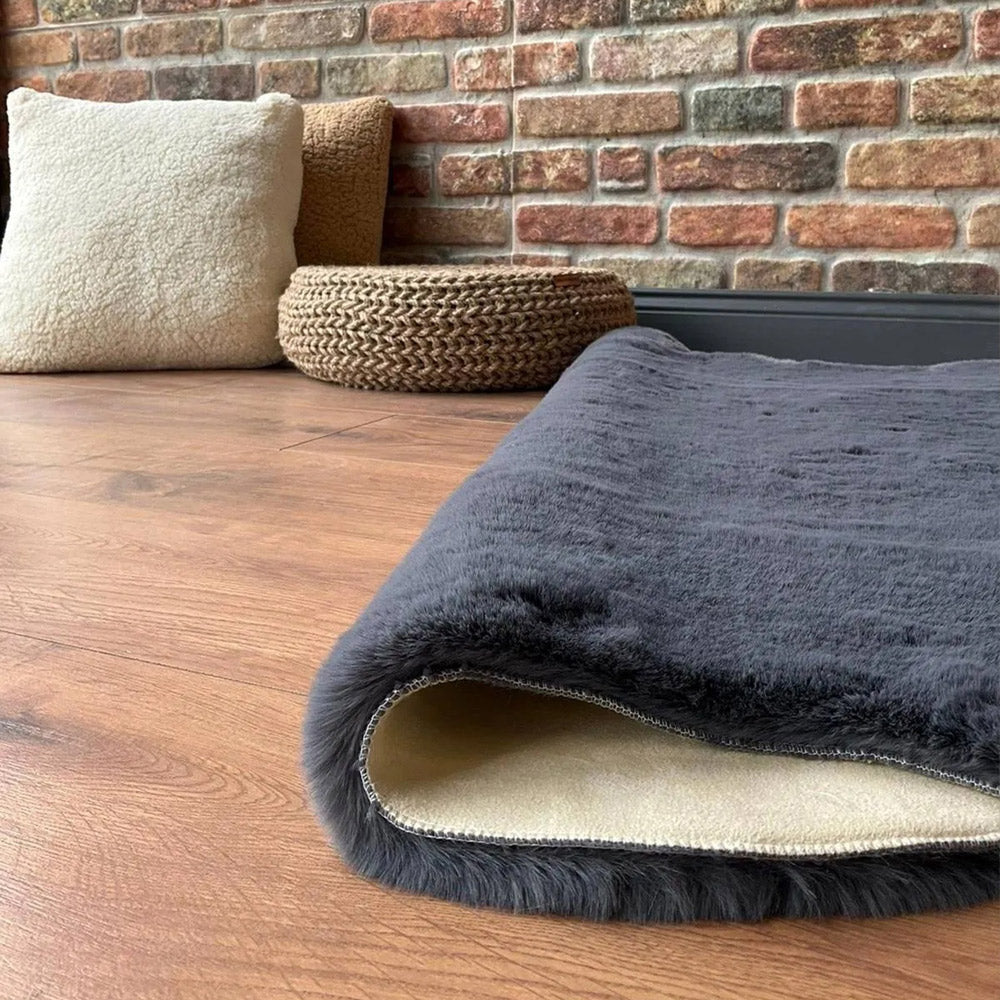 Anthracite Rabbit Plush Rug Flashrug-4