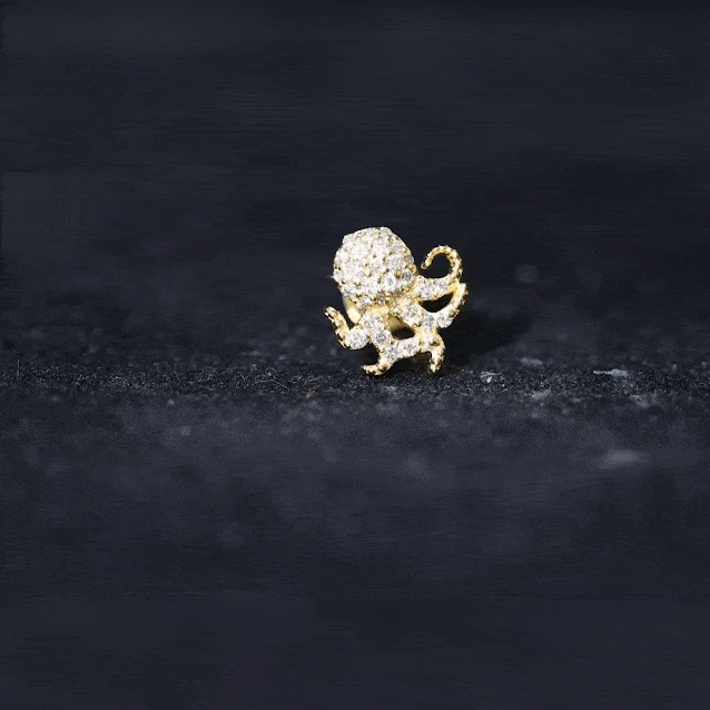 Moissanite Octopus Earring for Cartilage Piercing