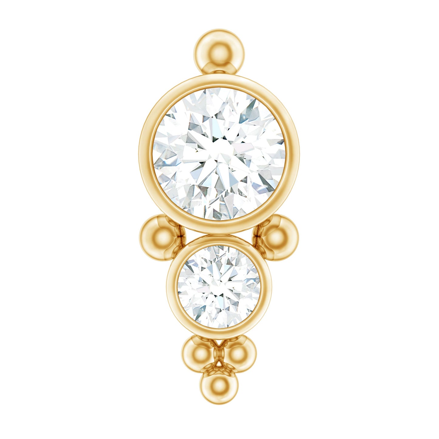 Simple Bezel Set Moissanite Two Stone Tragus Earring