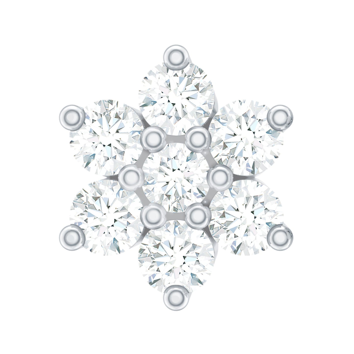 Round Cut Natural Diamond Flower Nose Stud For Women