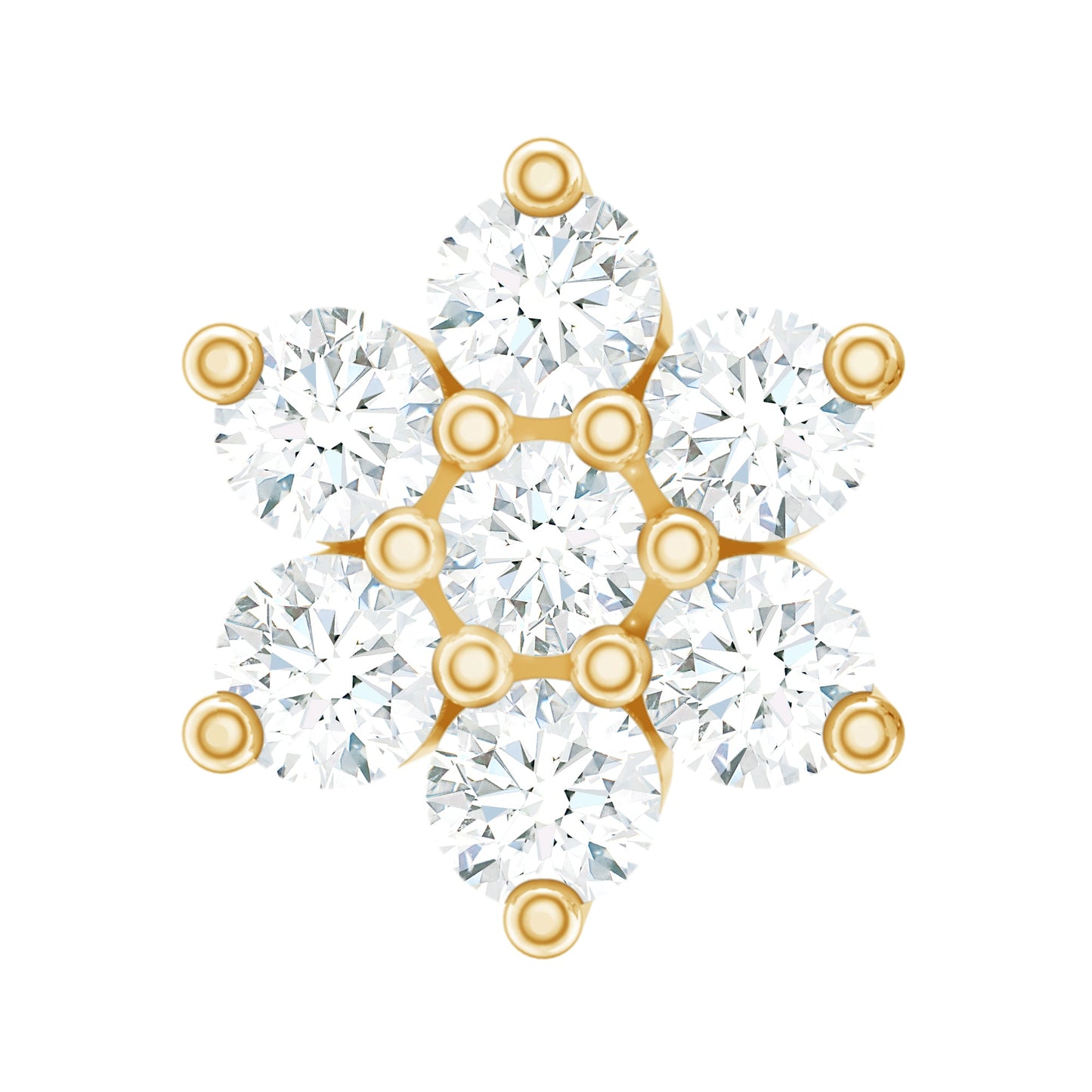 Round Cut Natural Diamond Flower Nose Stud For Women