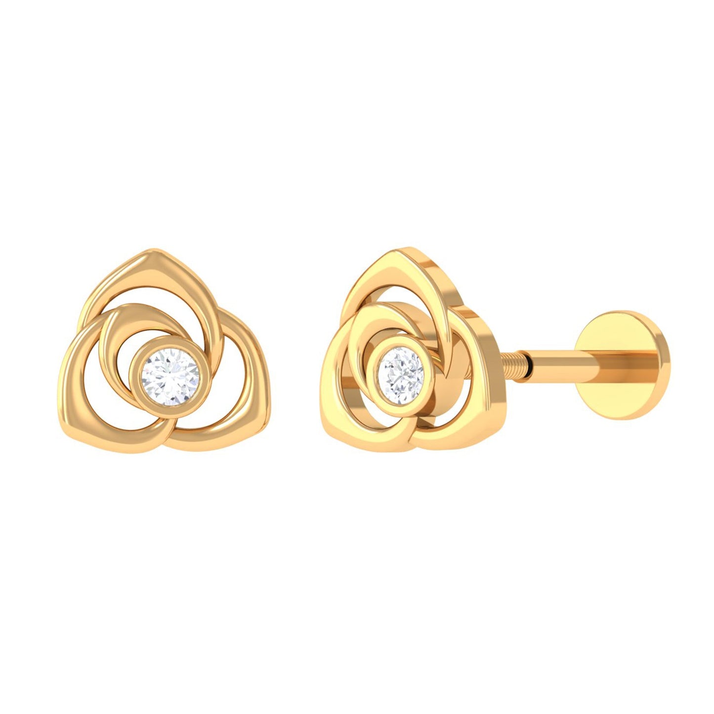 Nature Inspired Diamond Floral Earring for Cartilage Piercing