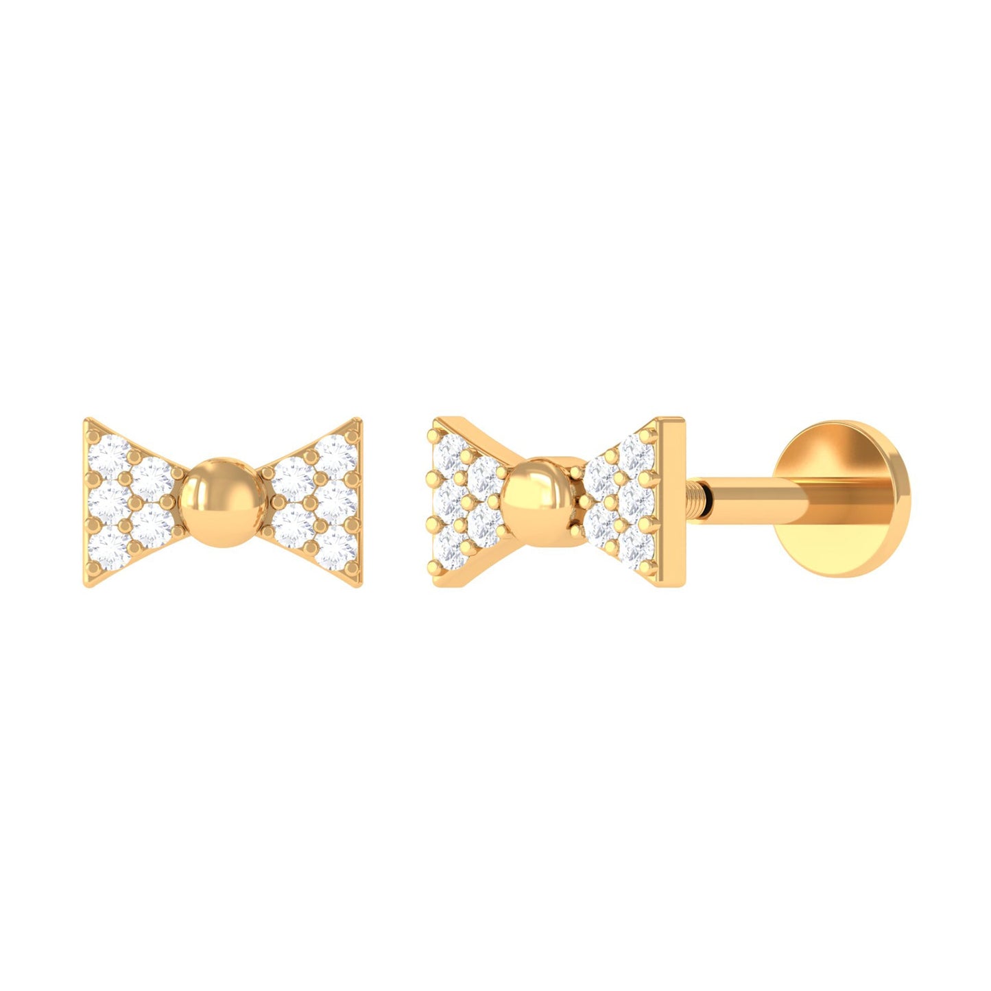 Diamond Bow Earring for Helix Piercing