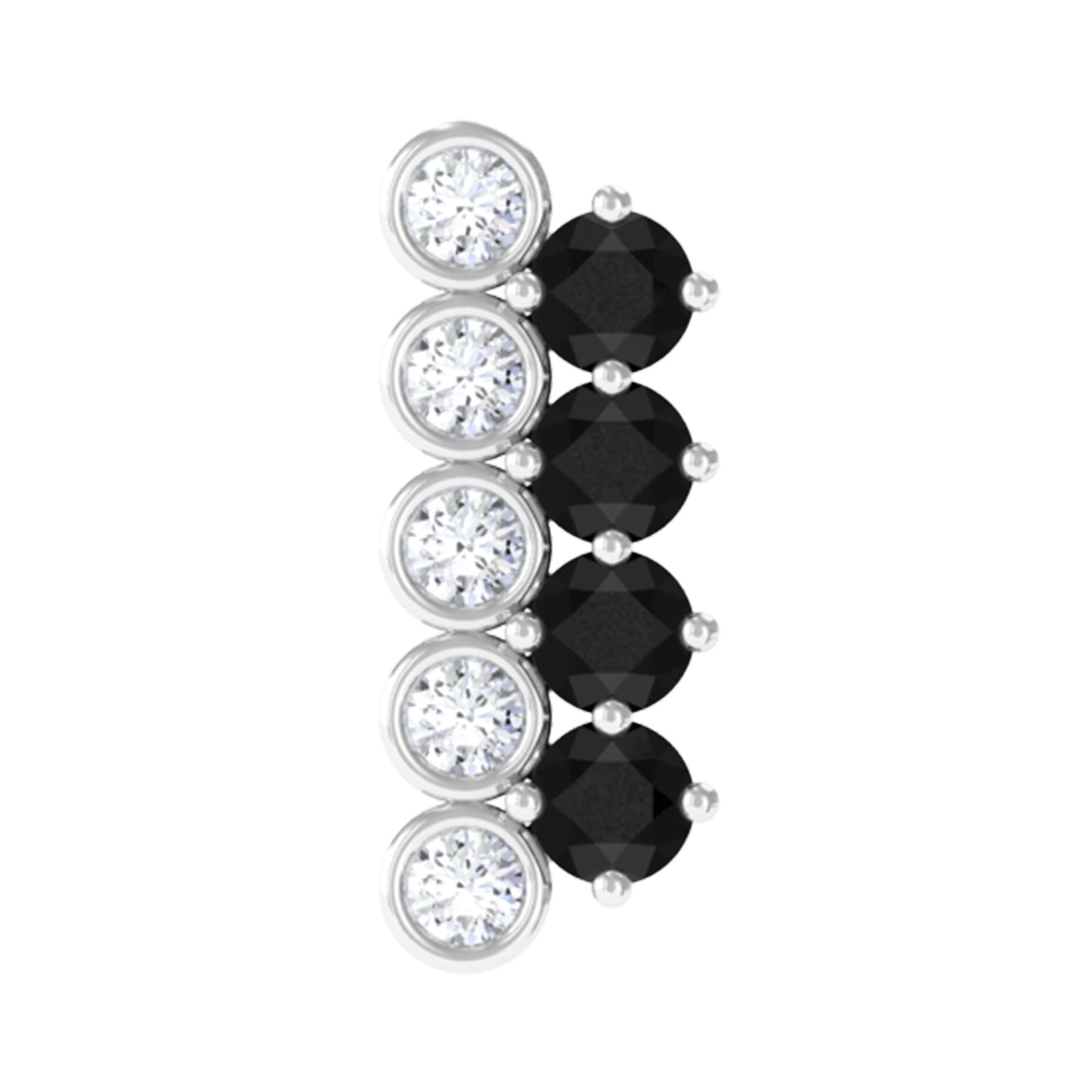 Minimal Black Onyx and Diamond Bar Cartilage Earring