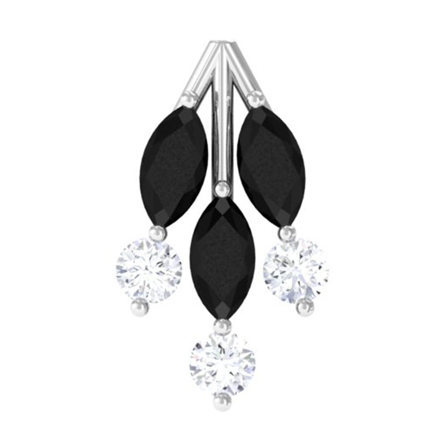 Marquise Black Onyx Leaf Cartilage Earring with Certificate
